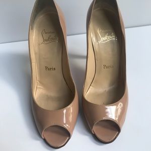 Nude Christian Louboutin peep toe pumps in size 38